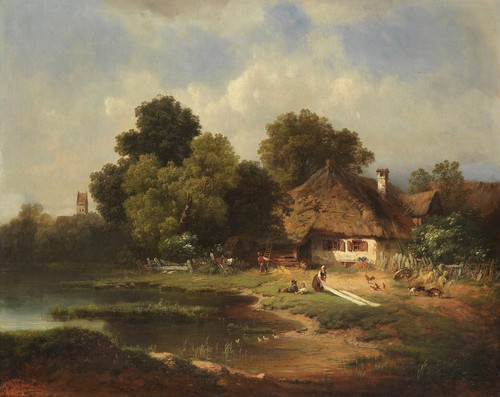 Digital Print - Landschaft mit Bauernhof by Carl Millner