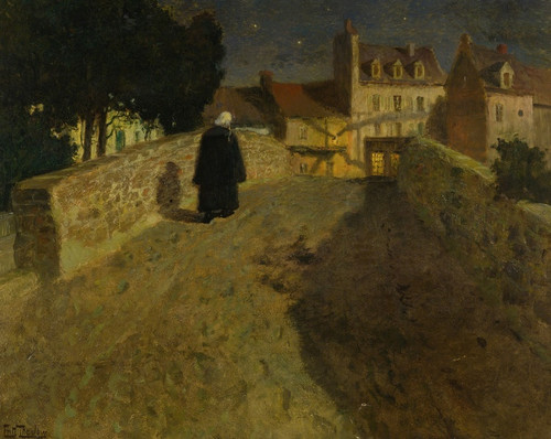 Digital Print - Towards The Pont Lovignon (Pont Fleuri) In Quimperl by Frits Thaulow