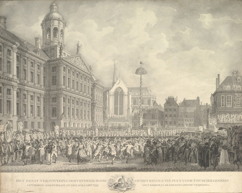 Digital Print - Popular Celebrations in Dam Square, Amsterdam, on 4 March 1795, marking the erection of the Liberty Tree and the success of the Batavian Revolution by Danil Johannes Torman Kerkhoff
