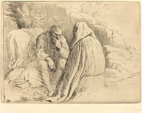 Digital Print - Bohemien Encampment (Campement de bohemiens) by Alphonse Legros