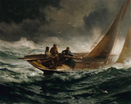 Digital Print - Riding Out A Gale by Edward Moran