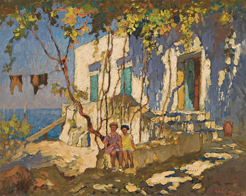 Digital Print - Resting In The Shade, Capri by Konstantin Ivanovich Gorbatov