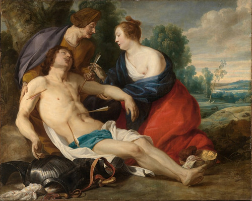 Digital Print - St. Irene pulls the arrows out of St. Sebastian's wounds by Theodoor Rombouts