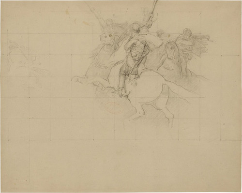 Digital Print - Compositional Study of a Charging Algerian Horseman by Paul Delamain