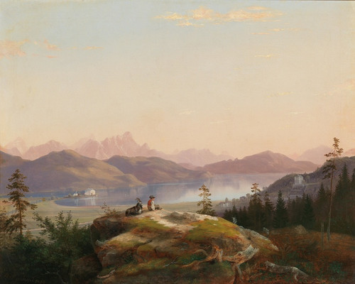 Digital Print - A view of Lake Wrthersee with Maria Loretto and Freyenthurn Castle by Marko Pernhart