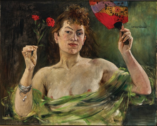 Digital Print - Girl with fan and carnations by Lovis Corinth