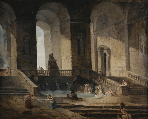 Digital Print - Lavandires dans une architecture romaine by Hubert Robert