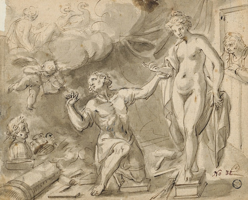 Digital Print - Pygmalion falls in love with his statue by Lodewijk Toeput
