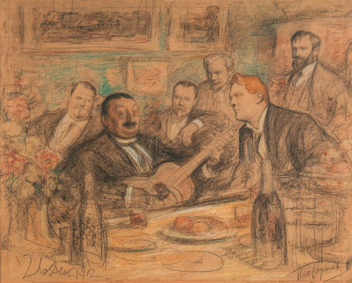 Digital Print - At Konstantin Alexeyevich Korovins, 'Songs of Ancient Times (Chaliapin and the Artists)' by Leonid Osipovich Pasternak