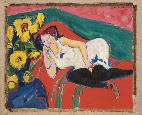 Digital Print - Reclining Woman in a White Chemise by Ernst Ludwig Kirchner