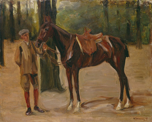 Digital Print - Reitknecht mit Pferd by Max Liebermann