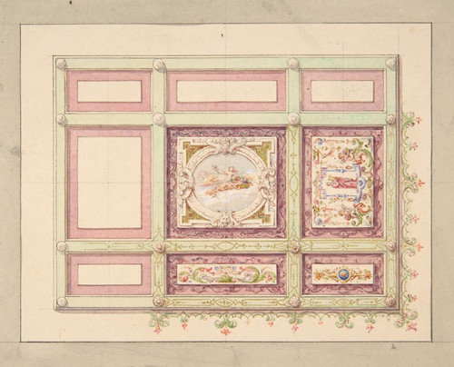 Digital Print - Design for a ceiling with allegorical panels by Jules-Edmond-Charles Lachaise