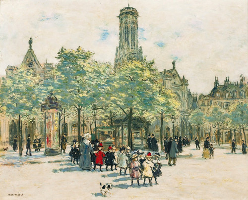 Digital Print - FillettesDevant Saint Germain LAuxerrois by Jean Franois Raffalli