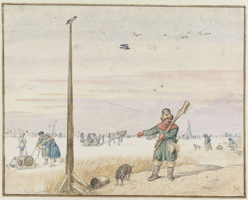 Digital Print - Winter Landscape with a Duck Hunter with Game in his Belt and his Gun over his Shoulder on the Bank of a Frozen River by Hendrick Avercamp
