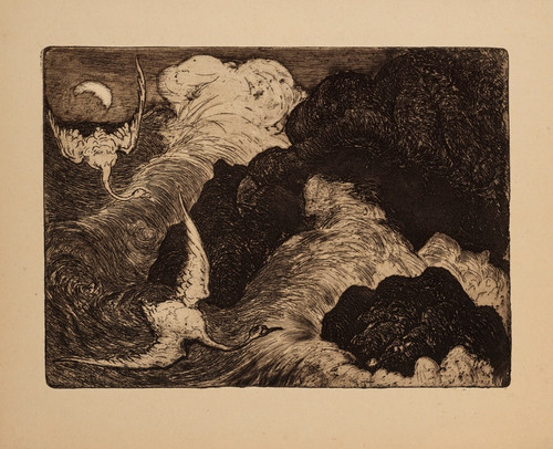 Digital Print - Deux cygnes volant au-dessus de la mer (Two swans Flying over sea) by Armand Seguin