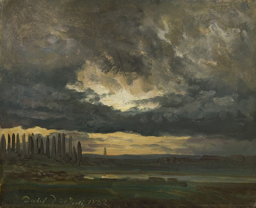 Digital Print - Cloud Study over the Elbe with Poplars by Johan Christian Dahl