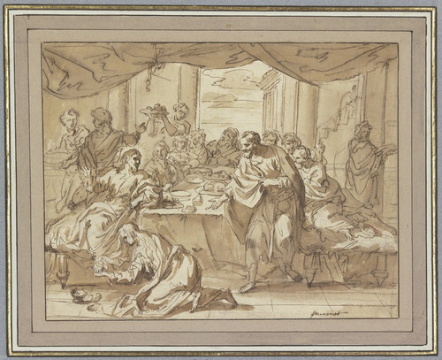 Digital Print - Die Fuwaschung Christi durch Maria Magdalena by Jean Jouvenet