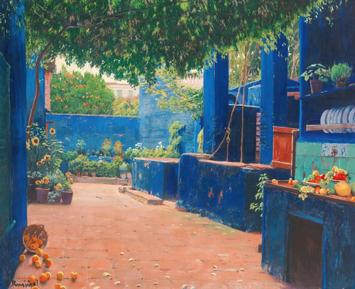 Digital Print - The Blue Courtyard, Arenys by Santiago Rusiol