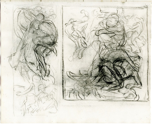 Digital Print - Schetsboekkatern met verschillende compositiestudies by Johannes Josephus Aarts