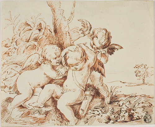 Digital Print - Two Putti Blindfolding a Third by Circle of Guido Reni