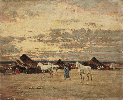 Digital Print - Settlement At Dawn by Victor Huguet