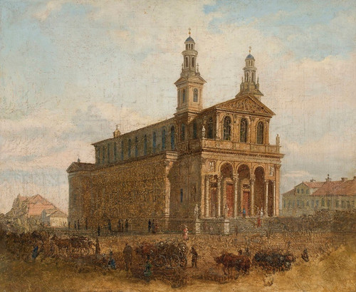 Digital Print - View of St. Carlo Borromeo Church in Warsaw by Feliks Brzozowski
