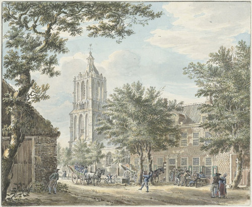Digital Print - Vrolijke partij in het dorp Houten by Jan de Beijer