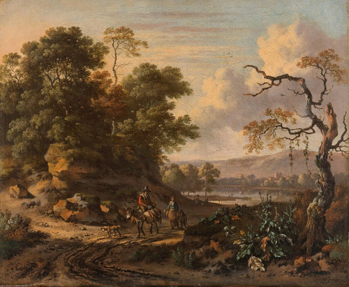 Digital Print - Landscape with a Man Riding a Donkey by Jan Wijnants