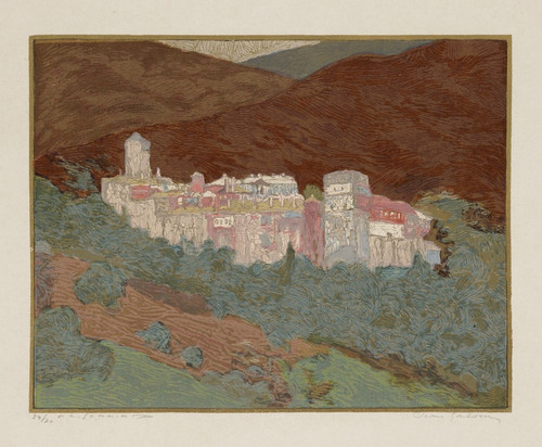 Digital Print - Athos; le Monastere de Valopedie by Francois-Louis Schmied