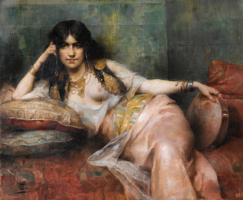 Digital Print - Odalisque With Tambourine by Henri Adrien Tanoux