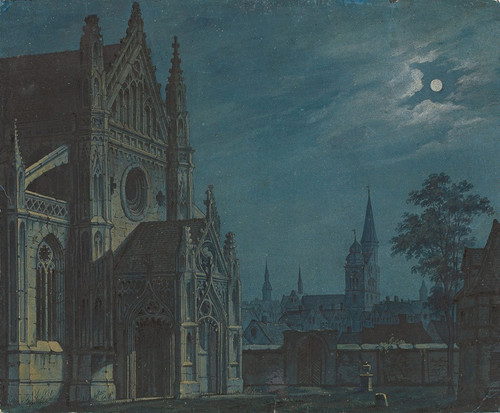 Digital Print - Mondschein ber dem Hof einer gotischen Kirche mit reichem Mawerk by Carl Gustav Carus