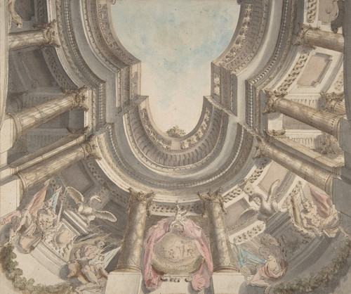 Digital Print - Design for a Trompe L'Oeil Ceiling by Flaminio Innocenzo Minozzi