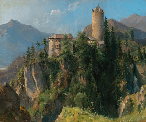 Digital Print - A View of Klamm Castle near Imst in the Inntal in Tyrol by Ludwig Halauska