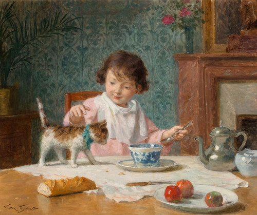 Digital Print - Jeune fille au chat by Victor Gabriel Gilbert