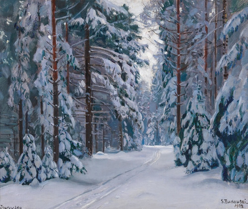 Digital Print - A Snowy Path in the Forest by Stanislav Yulianovich Zhukovsky