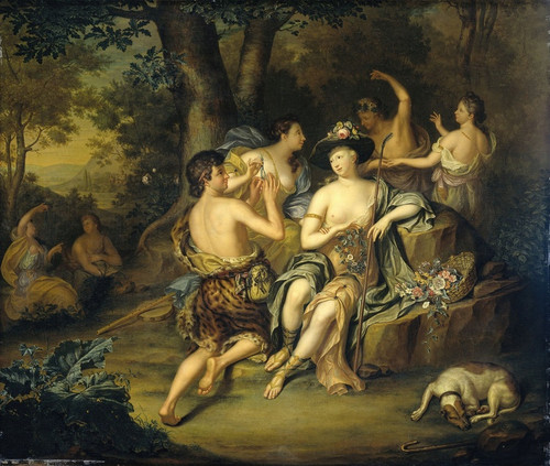 Digital Print - Shepherds and Shepherdesses in a Landscape by Hieronymus van der Mij