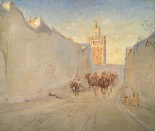 Digital Print - Camels in a Street in Tunisia by Theodor Philipsen