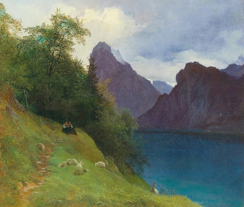 Digital Print - Partie zwischen Ebensee und Traunkirchen mit Blick auf den Traunstein by Josef Schwemminger
