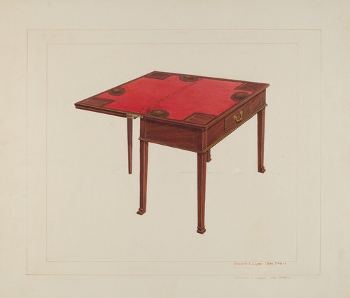 Digital Print - Three Leaf Gaming Table by Edward L. Loper