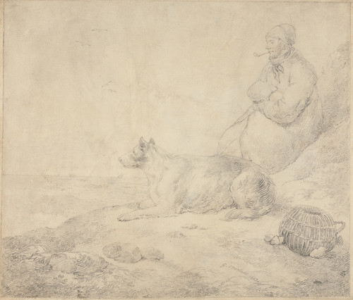 Digital Print - Fisherman and Dog Sitting by the Coast by George Morland