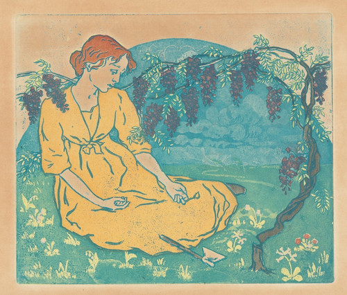 Digital Print - Girl in the garden by Maria Yakunchikova