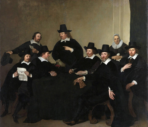 Digital Print - Regenten Regents of the Nieuwe Zijds Institute for the Outdoor Relief of the Poor, Amsterdam, c 1650 by Jacob Adriaensz Backer