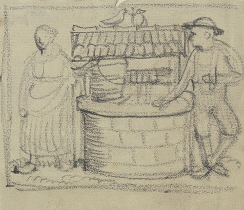 Digital Print - Servant and maid at the well by Fritz Boehle