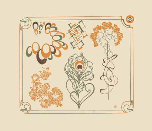 Digital Print - Abstract design based on flowers and curvilinear shapes. by Alphonse Mucha