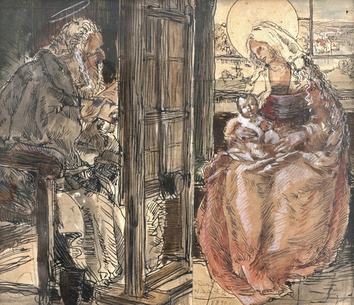 Digital Print - Der hl. Lukas malt die Madonna mit Kind by Franz Naager