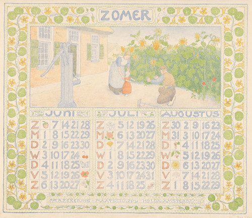 Digital Print - Kalenderblad voor zomer 1904 van de Verzekering-Maatschappij Holda in Amsterdam by Ferdinand Hart Nibbrig