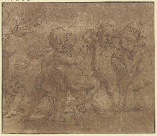 Digital Print - Sechs tanzende nackte Kinder, eines davon hat Ziegenfe by Gerard de Lairesse