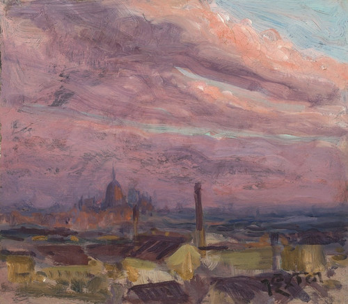 Digital Print - Abendhimmel ber Mnchen by Julius Exter