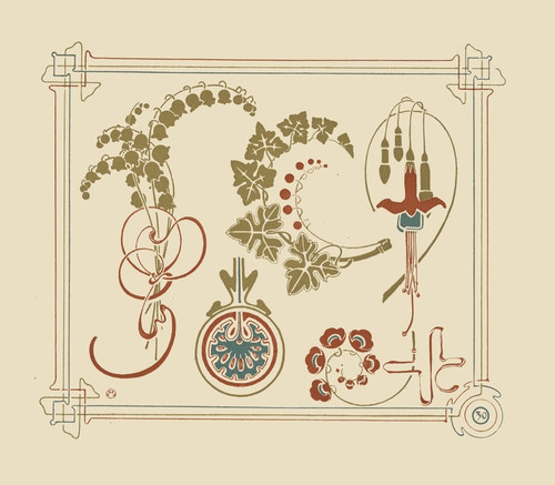 Digital Print - Abstract design based on flowers and leaves by Alphonse Mucha