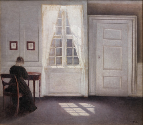 Digital Print - A Room In The Artist's Home In Strandgade, Copenhagen, With The Artist's Wife by Vilhelm Hammershi